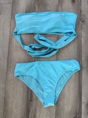 Blue Bandeau-Style Bikini